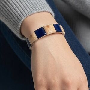 Brass & Polished Wood Bangle Bracelet